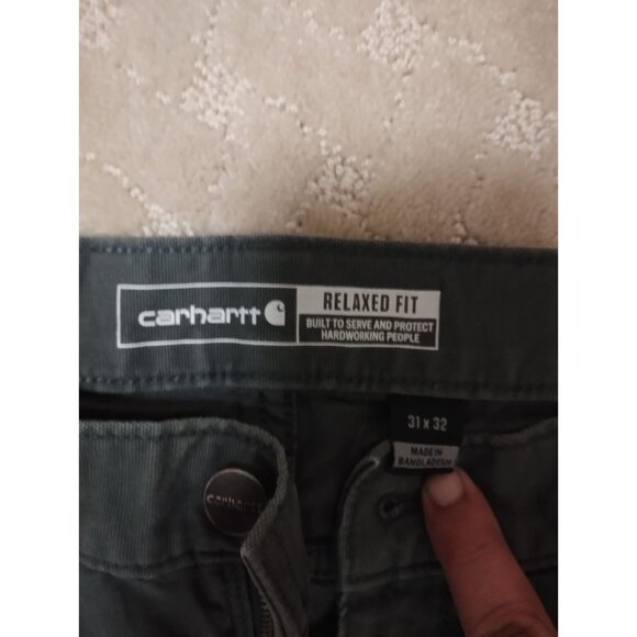 Carhartt Pants Men's 31x32 Relaxed Fit Grey 5-Pocket Work Jeans Durable Canvas - Picture 3 of 3